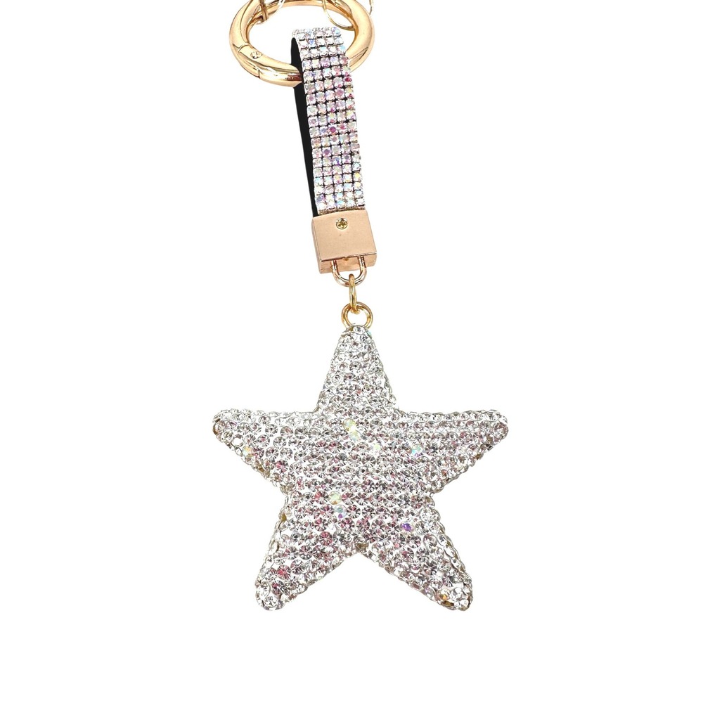 Y2K Style Sparkly Rhinestone Star Bag Charm Glam Crystal Purse Keychain